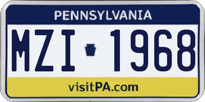 PA license plate MZI1968