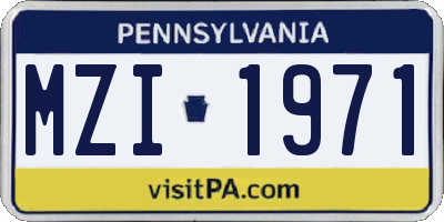 PA license plate MZI1971
