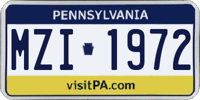 PA license plate MZI1972