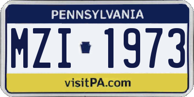 PA license plate MZI1973