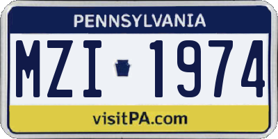 PA license plate MZI1974