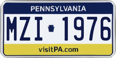 PA license plate MZI1976