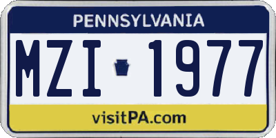 PA license plate MZI1977