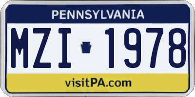 PA license plate MZI1978