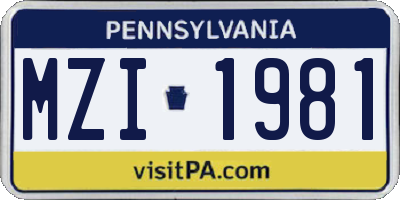 PA license plate MZI1981