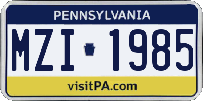 PA license plate MZI1985