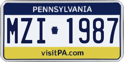 PA license plate MZI1987
