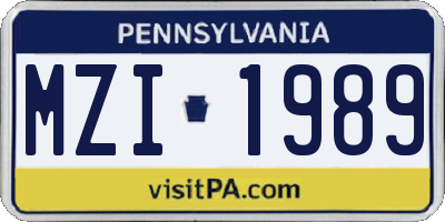 PA license plate MZI1989