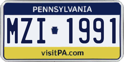 PA license plate MZI1991
