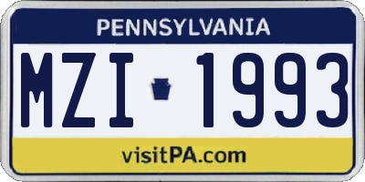 PA license plate MZI1993
