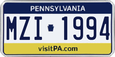PA license plate MZI1994