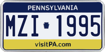 PA license plate MZI1995