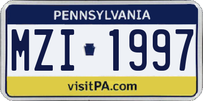 PA license plate MZI1997