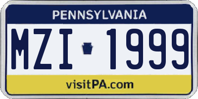 PA license plate MZI1999