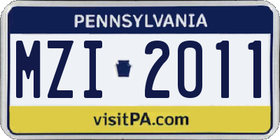 PA license plate MZI2011