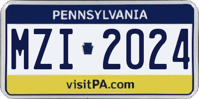 PA license plate MZI2024