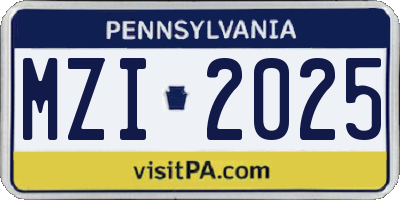 PA license plate MZI2025