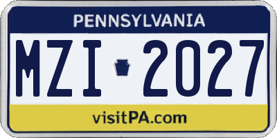 PA license plate MZI2027