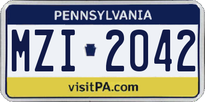 PA license plate MZI2042
