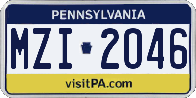 PA license plate MZI2046