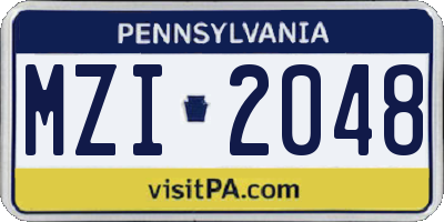 PA license plate MZI2048