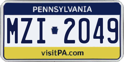 PA license plate MZI2049