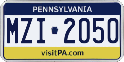 PA license plate MZI2050