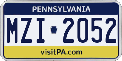 PA license plate MZI2052