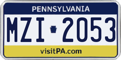 PA license plate MZI2053