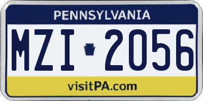 PA license plate MZI2056