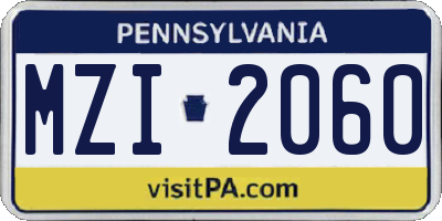 PA license plate MZI2060