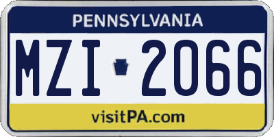 PA license plate MZI2066