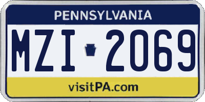 PA license plate MZI2069