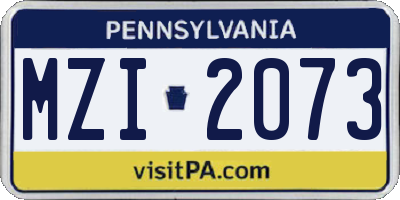 PA license plate MZI2073