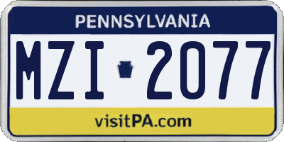 PA license plate MZI2077