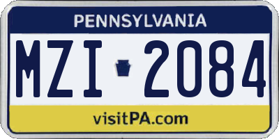 PA license plate MZI2084