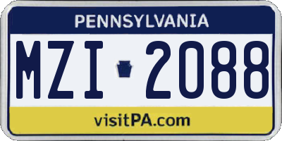PA license plate MZI2088