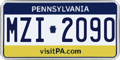 PA license plate MZI2090