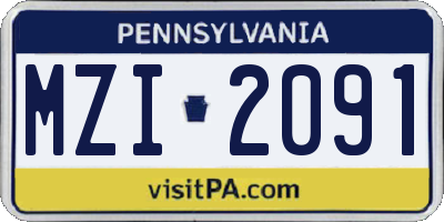 PA license plate MZI2091