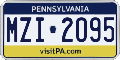 PA license plate MZI2095