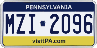 PA license plate MZI2096