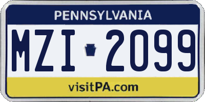 PA license plate MZI2099