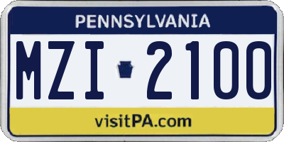 PA license plate MZI2100