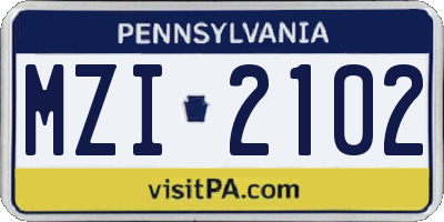 PA license plate MZI2102