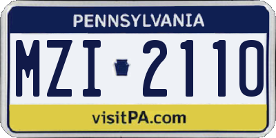 PA license plate MZI2110