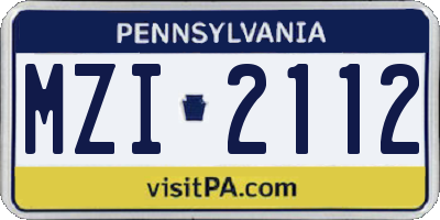 PA license plate MZI2112
