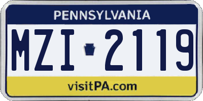 PA license plate MZI2119