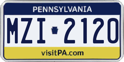PA license plate MZI2120