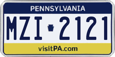 PA license plate MZI2121