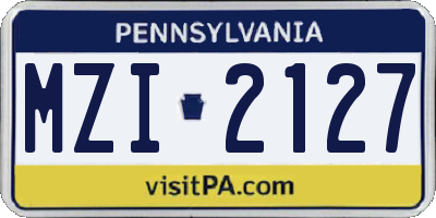 PA license plate MZI2127